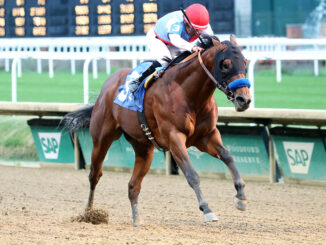 Barnes winning his debut at Churchill Downs (Photo by Coady Media)