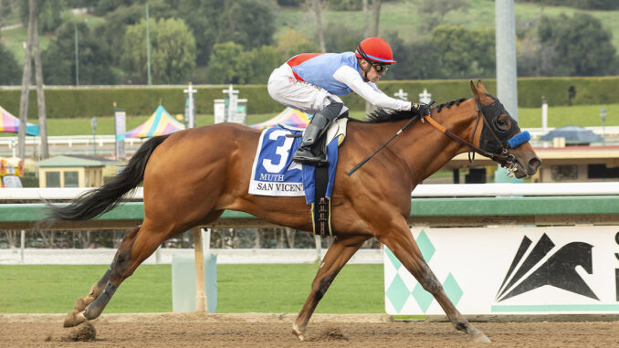 Muth wins the San Vicente Stakes (G2) at Santa Anita Park