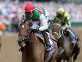 Vahva winning the Derby City Distaff (G1) at Churchill Downs (Photo by Horsephotos.com)