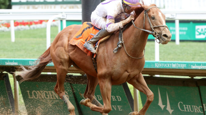 Society Man rallied to his first stakes score in the Matt Winn