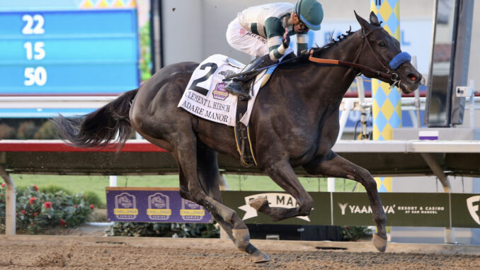 Adare Manor wins the Clement L. Hirsch (G1) at Del Mar