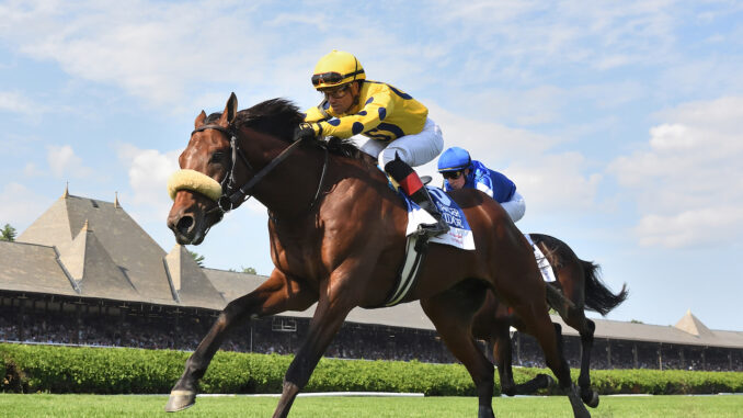 Far Bridge wins the Sword Dancer S. (G1) at Saratoga