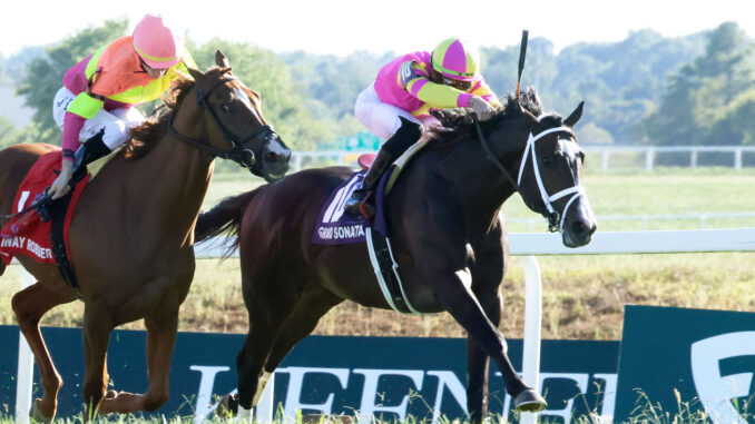 Grand Sonata wins the Kentucky Turf Cup (G1) at Kentucky Downs