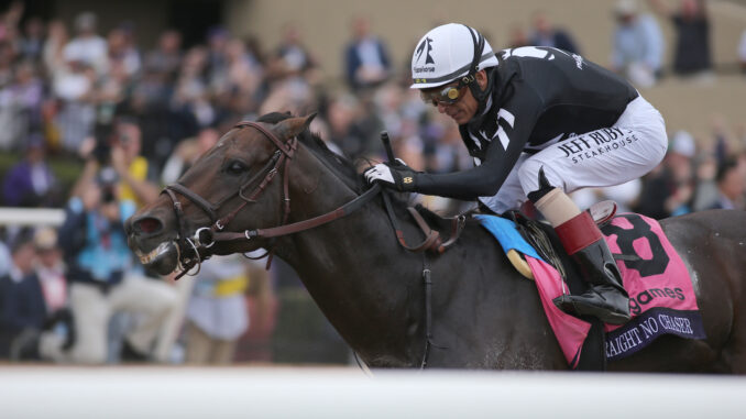 Straight No Chaser wining the Breeders Cup Sprint at Del Mar.