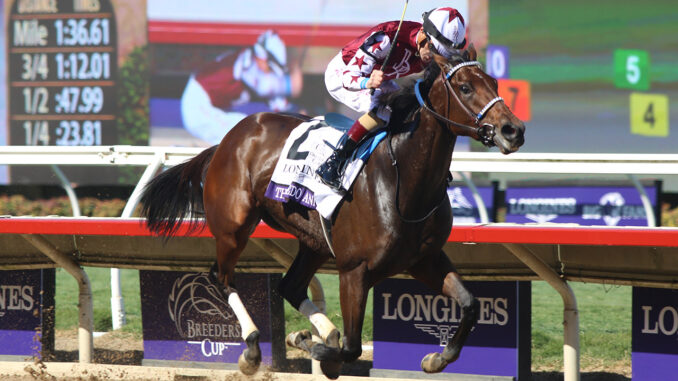 Thorpedo Anna winning the Breeders' Cup Distaff (G1) at Del Mar (Photo by Horsephotos.com)