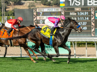 Heavy favorite Johannes outkicked Mi Hermano Ramon in the San Gabriel